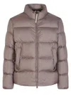 Woolrich Falcon-colored Nylon Down Parka With Flap Pockets And Drawstring Hem In Brown