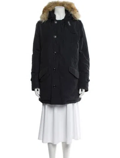 Pre-owned Woolrich Faux Fur Coat In Gray