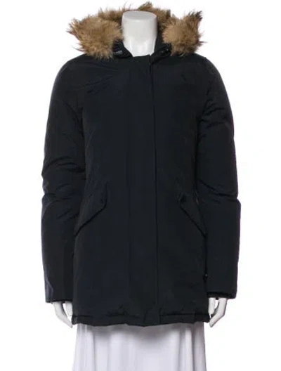 Pre-owned Woolrich Faux Fur Coat In Gray