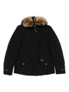 Woolrich Hooded Long Sleeve Down Jacket With Pockets In Black