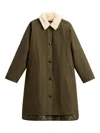 Woolrich Gefütterter Mantel Mit Faux Fur In Green