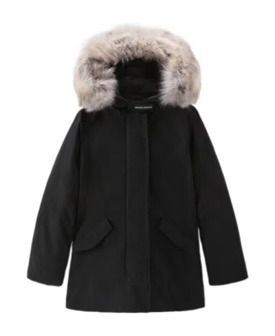 Woolrich Faux-fur Trimmed Hooded Jacket In Black