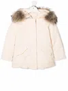 Woolrich Faux-fur Trimmed Puffer Jacket In Pink