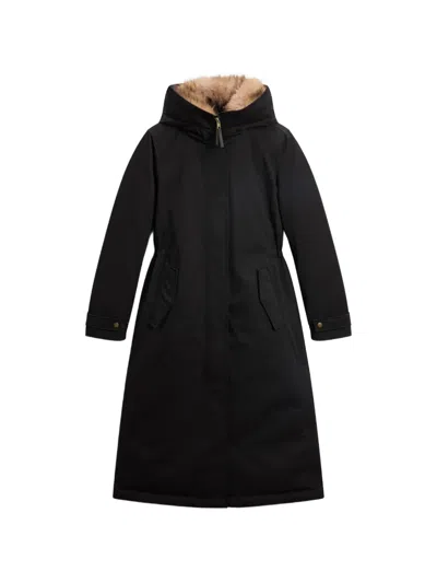 Woolrich Faux-fur Trim Parka In Black