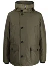 Woolrich Feather Down Padded Parka With Concealed Hood In Gray