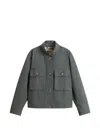 Woolrich Canvas Utility Overshirt Stand Collar Pockets In Pink