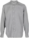 Woolrich Fine-check Virgin Wool Shirt In Blau