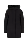 Woolrich Stretch Polyester Down Jacket With Fur Trim
