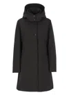 Woolrich Hooded Parka Coat In Black