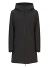 Woolrich Padded Hooded Raincoat In Black