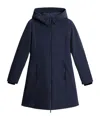 Woolrich Hooded Long Sleeve Quilted Parka Coat In Blue