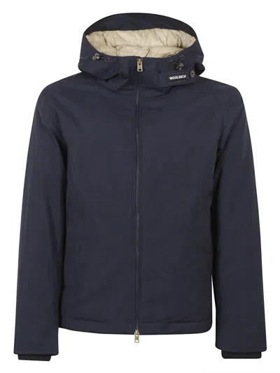Woolrich Hooded Melton Pacific Jacket Pockets In Blue
