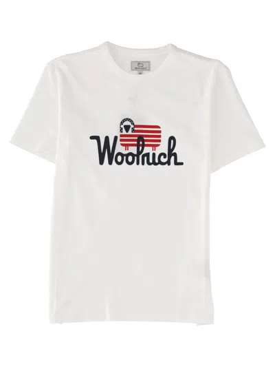 Woolrich Flag Mini T-shirt For Boys, 100% Cotton In White
