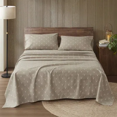 Woolrich Flannel 100% Cotton Flannel Printed Sheet Set In Stag Head Animal Print
