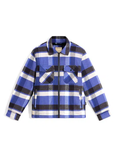 Woolrich Kids' Flannel Cotton Shirt In Blue