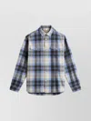 Woolrich Flannel Shirt With Long Sleeves And Pockets In Blue