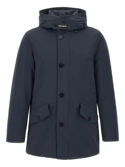 Woolrich Flap-pockets Padded Coat In Blue