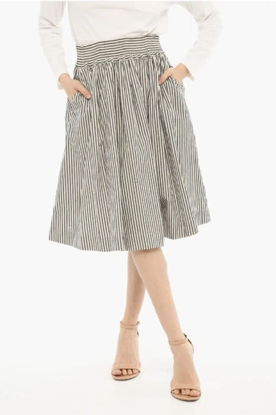 Woolrich Flared Awning Striped Longuette In Gray