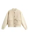 Woolrich Fleece Button-fastening Bomber Jacket In Neutral