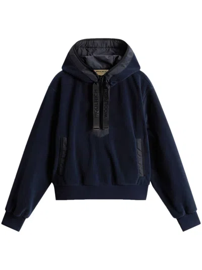 Woolrich Fleece Hoodie In Melton Blue