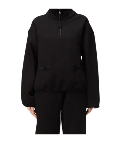 Woolrich Fleece Zipped Sweatshirt In Black