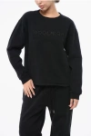 Woolrich Fleeced Cotton Crew Neck Sweatshirt With Embroidered Logo In Black
