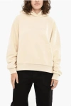 Woolrich Fleeced-cotton Hoodie With Embossed Logo In White