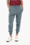 Woolrich Fleeced-cotton Joggers With Side Logo In Gray