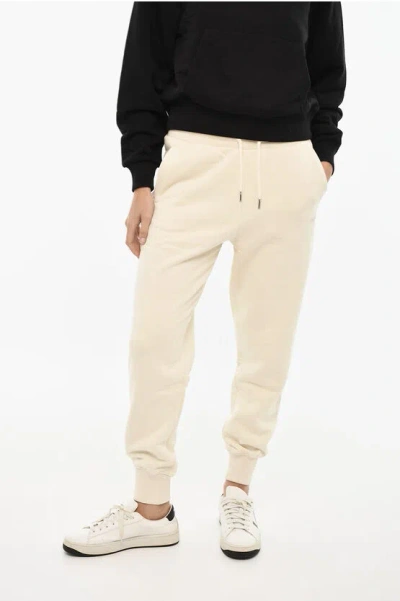 Woolrich Fleeced-cotton Joggers With Side Logo In White