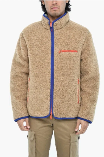 Woolrich Fleeced Reversible Jacket With Contrasting Details In Neutral
