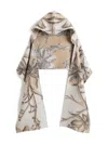 Woolrich Floral-jacquard Hooded Cape In Neutral