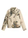 Woolrich Floral-jacquard Overshirt In Neutral