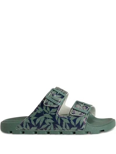 Woolrich Floral-print Slides In Green