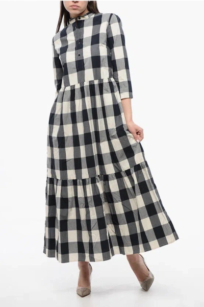 Woolrich Flounced Shirt Dress With Gingham Motif In Multi