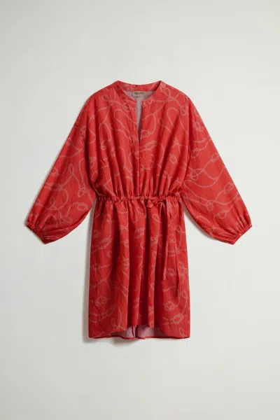 Woolrich Fluid Mini Short Dress In Paprika Rope