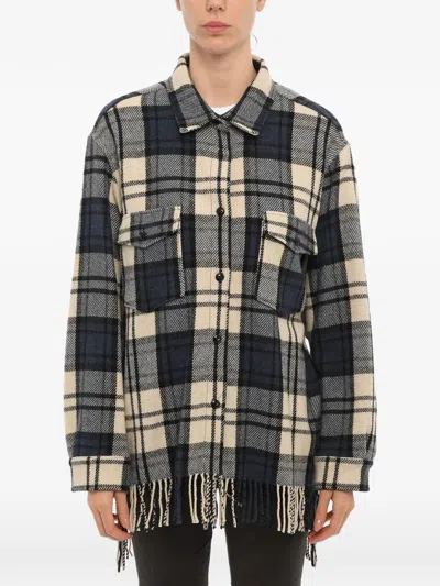 Woolrich Fringed Checked Overshirt In Multi