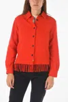 WOOLRICH FRINGED HEM WOOL BLEND SHIRT WITH BREAST POCKET