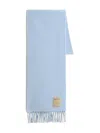 Woolrich Fringed Wool Scarf In Blue