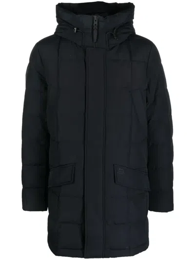 Woolrich Funnel Neck Padded Coat In Blue