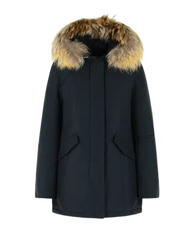 Woolrich Fur Collar Parka In Blue