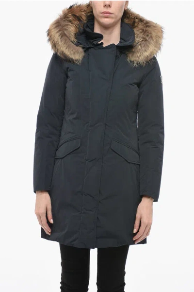 Woolrich Fur Modern Vail Coat In Blue