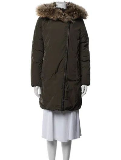 Pre-owned Woolrich Fur Parka In Green