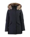 Woolrich Detachable Fur Collar Parka Coat In Black