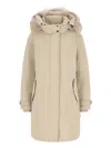 Woolrich Fur-trimmed Hooded Coat In Neutral