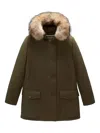 Woolrich Fur-trimmed Hooded Jacket In Brown