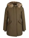 Woolrich Arctic Raccoon Parka With Removable Fur Neck In Dag Dark Green