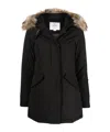Woolrich Blue Technical Fabric Parka In Black