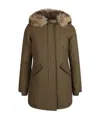 Woolrich Arctic Raccoon Parka With Removable Fur Neck In Green