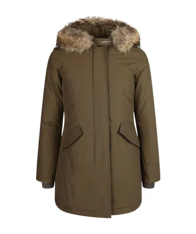 WOOLRICH WOOLRICH FUR-TRIMMED HOODED PADDED COAT