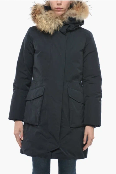 Woolrich Fur-trimmed Military Padded Parka In Black